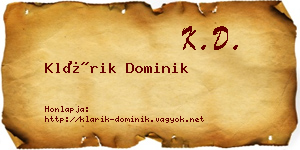 Klárik Dominik névjegykártya
