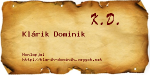 Klárik Dominik névjegykártya